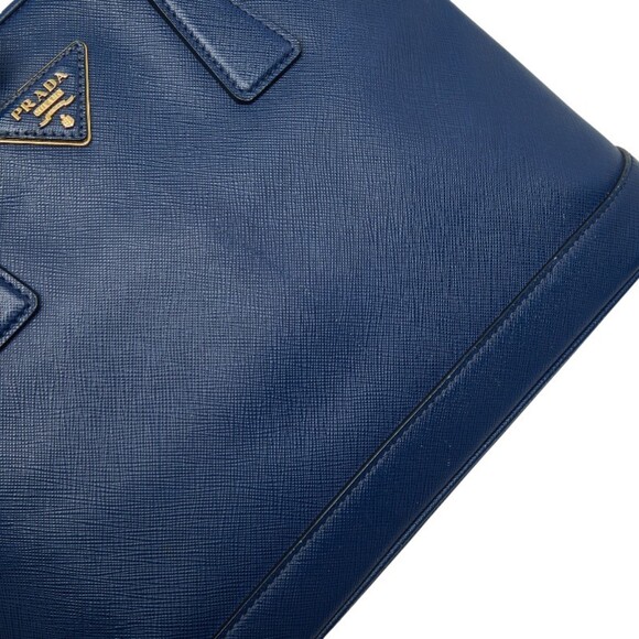 Prada Triangle Logo Plate Handbag in Blue Saffiano Leather for Women - Picture 10 of 15